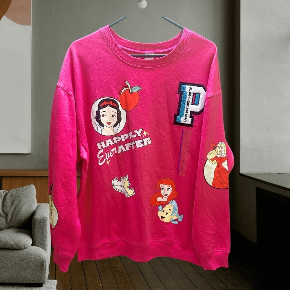 Disney Pink Happily Ever After Crew Neck Sweater XL - Picture 2 of 10